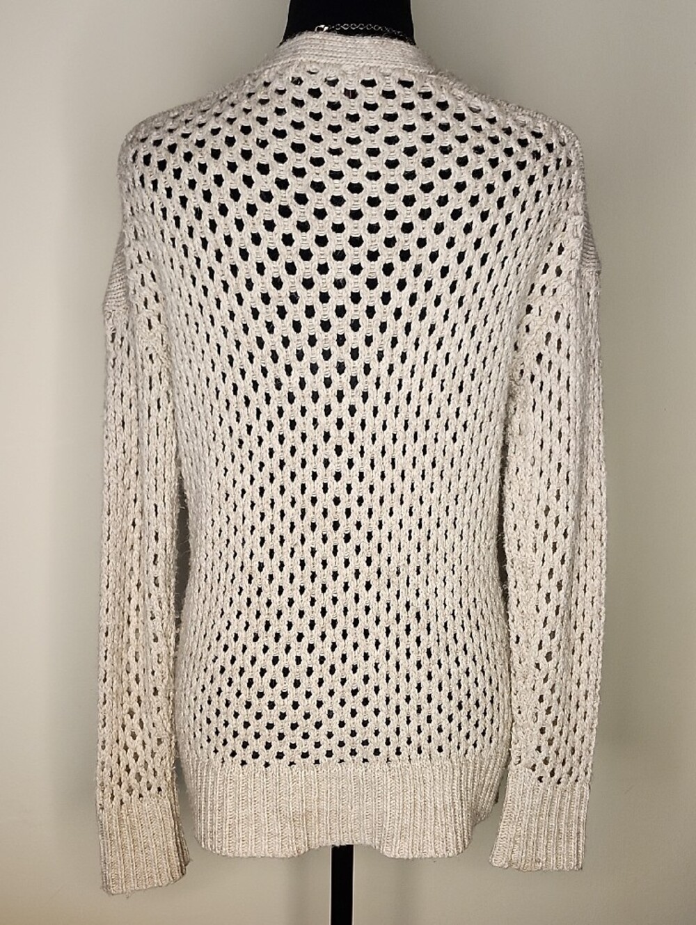 Dex Open Knit Longline Cardigan Sweater Cream Beige Boho Cottagecore Size Small - Picture 3 of 8